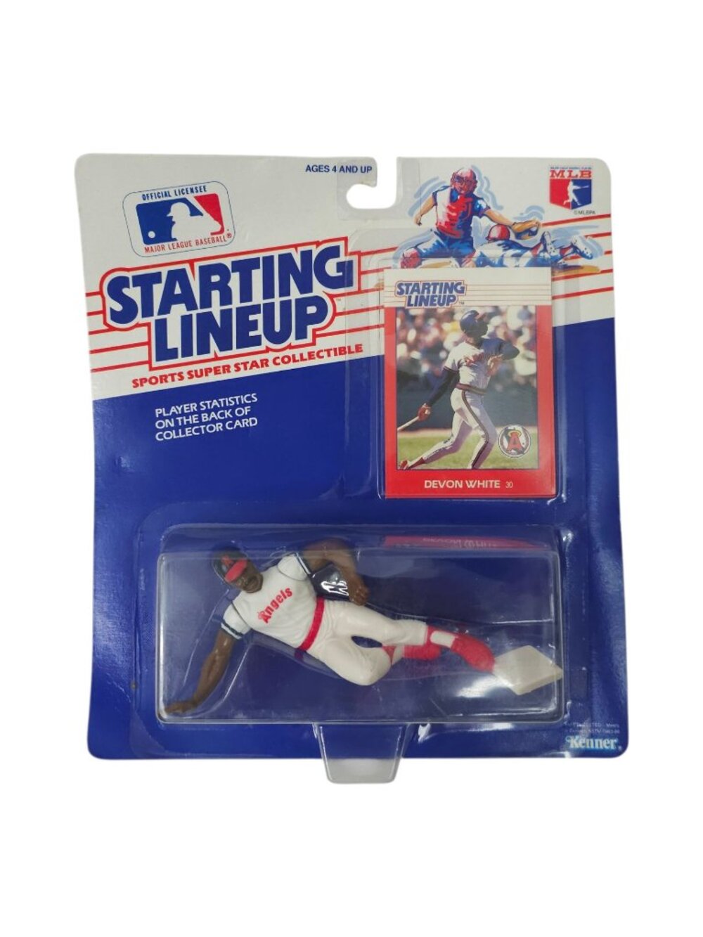 1988 Kenner Starting Lineup Devon White MLB California Angels Figure Card NOC